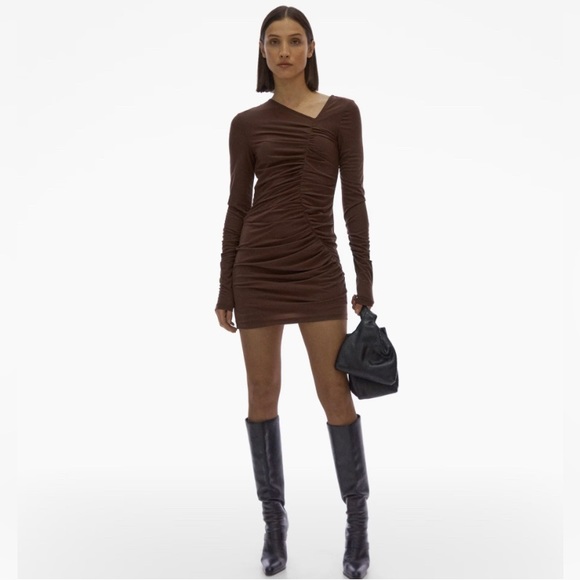 HELMUT LANG ASYMMETRIC LONG SLEEVE DRESS - Picture 2 of 5